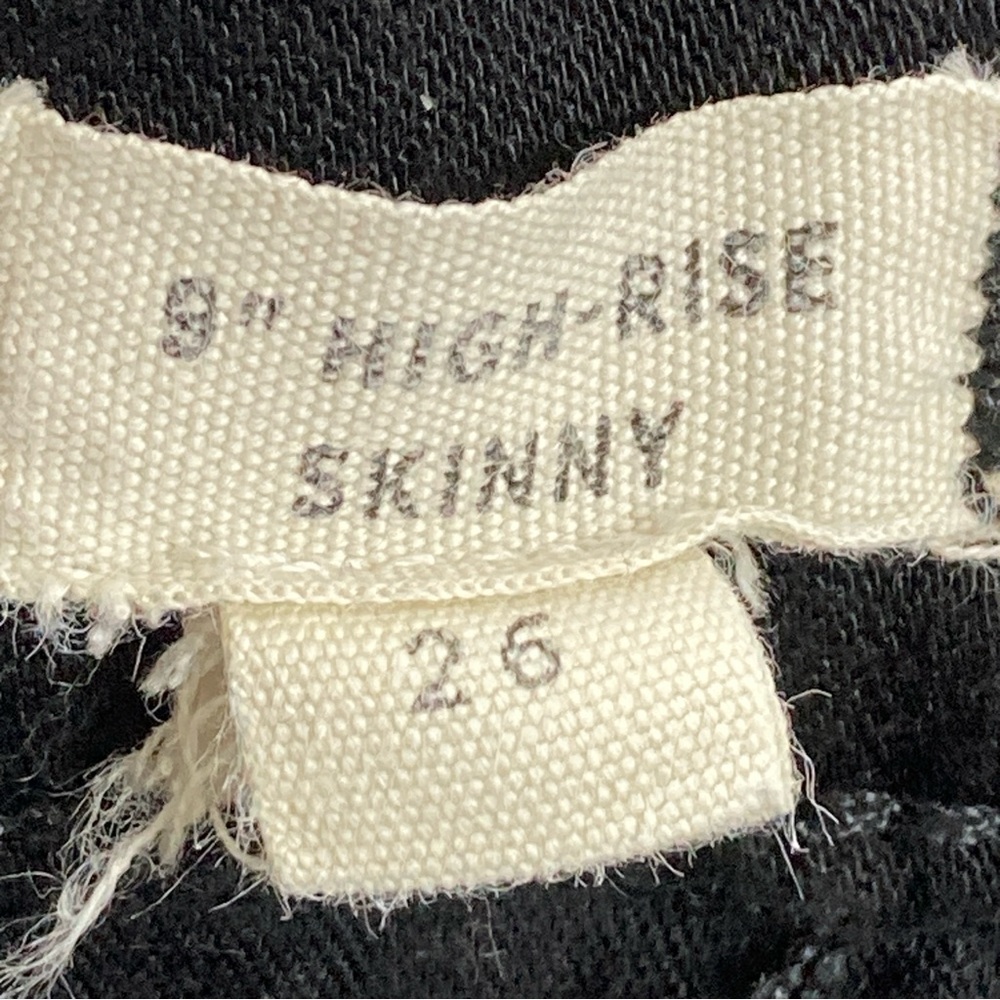 Madewell Demin Pants 9 inch High Rise Skinny Jeans Womens Size 26 Black Ripped - Picture 11 of 16